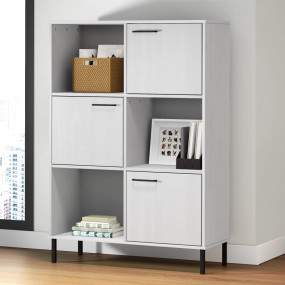 Bookcase White Solid pine wood, Metal Tall Bookcase Rec...