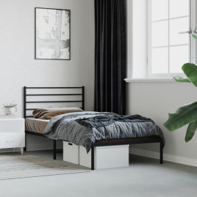 Bed Frame Black Powder-Coated Steel Small Single Single...
