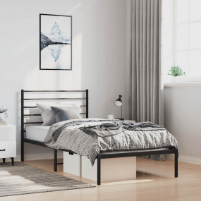 Bed Frame Black Powder-coated steel Twin Bed Frame Rect...