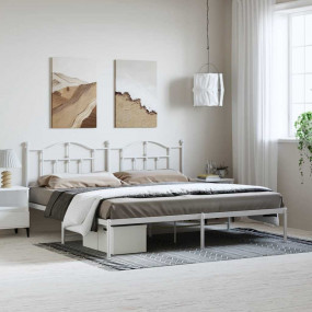 Bed Frame White Powder-coated steel Double Bed Frame