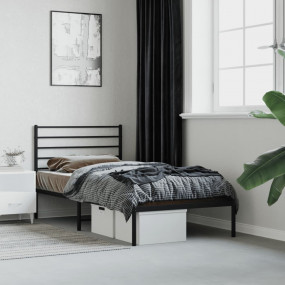 Bed Frame Black Powder-coated steel Twin Bed Frame Rect...