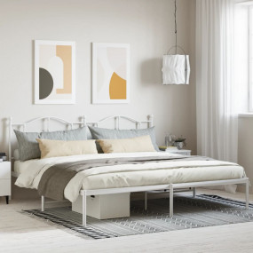 Bed Frame White Steel Full Bed Frame Rectangular Modern