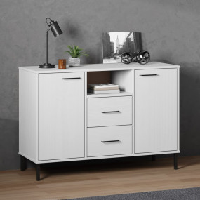 Sideboard White Solid pine wood, metal 44.5 in x 15.7 i...