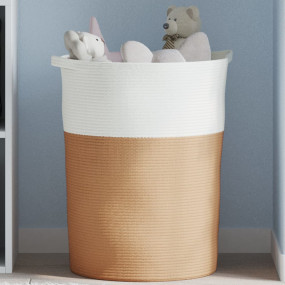 Storage Basket Brown and White 100% Cotton Large Collap...