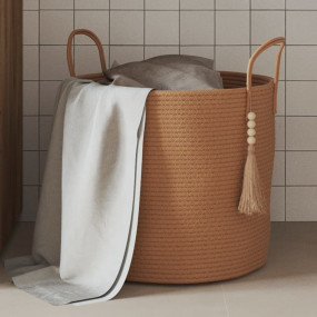 Storage Basket Brown 100% Cotton Medium Collapsible