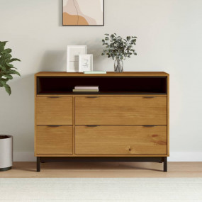 Drawer Cabinet Oak Solid pine wood, Plastic Medium Draw...
