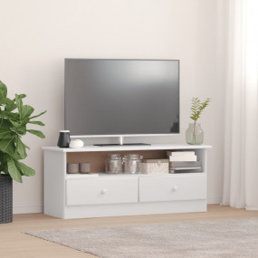 TV Cabinet White Solid pine wood Medium TV Cabinet Rect...