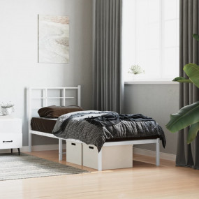 Bed Frame White Powder-coated steel Small Single Bed Fr...