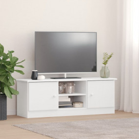 TV Cabinet White Solid Pine Wood Medium TV Cabinet Rect...