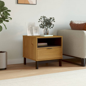 Side Table Oak Solid pine wood 19.7 in Side Table Squar...