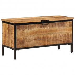 Storage Box Natural Wood Solid Rough Mango Wood, Iron M...