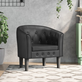 Tub Chair Black Faux leather Single Sturdy Tub Chair Ro...