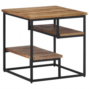 Side Table Natural Teak, Black Solid Reclaimed Teak, Ir...