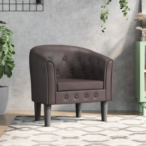 Tub Chair Brown Faux leather, pinewood, plywood, plasti...