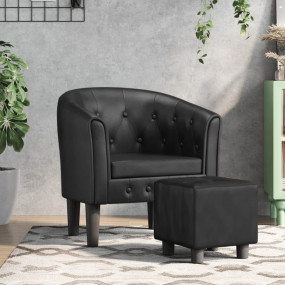 Tub Chair Black Faux leather, plywood, pinewood Single ...