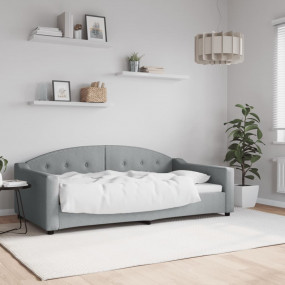 Day Bed Light Grey Polyester Fabric, Metal, Solid Wood,...