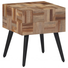 Side Table Black and Grey Solid Reclaimed Teak, Iron Sm...