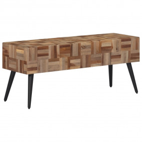 Bench Black Solid reclaimed teak wood, iron Medium Dura...