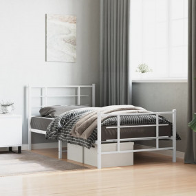 Bed Frame White Steel Single Bed Frame Rectangular Mode...