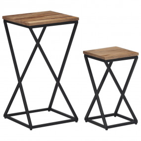 Side Table Set of 2 Reclaimed teak, black