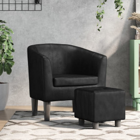 Tub Chair Black Faux leather, Pinewood, Plywood, Foam C...