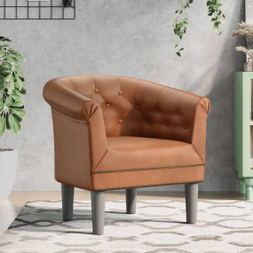 Tub Chair Brown Faux leather, pine wood, plywood, plast...
