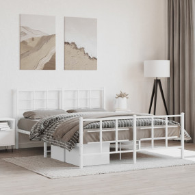 Bed Frame White Steel King Bed Frame Rectangular Modern