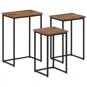 Nesting Coffee Table Grey and black Solid teak wood, me...