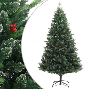 Artificial Hinged Christmas Tree Green with red berries