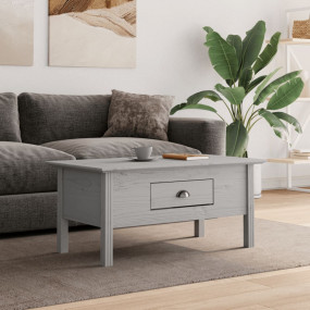 Coffee Table Grey Solid pine wood, engineered wood, met...