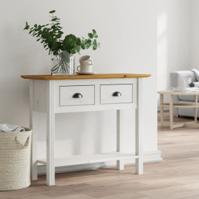 Console Table White, Brown Solid Pine Wood Narrow Conso...