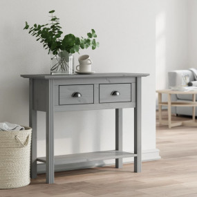 Console Table Grey Solid pine wood, engineered wood, me...