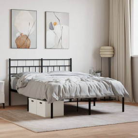 Metal Bed Frame Black Powder-Coated Steel Full