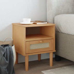 Bedside Cabinet Brown Solid pine wood Small Bedside Cab...