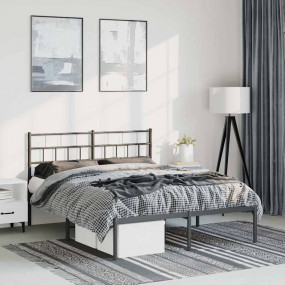 Metal Bed Frame Black Steel Double Metal Bed Frame Rect...