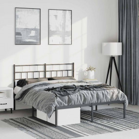 Metal Bed Frame Black Powder-Coated Steel King Metal Be...