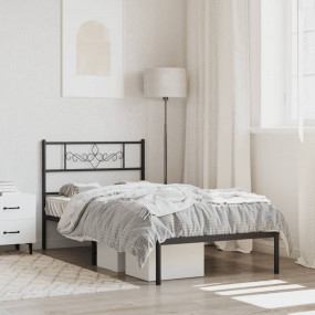 Bed Frame Black Powder-coated steel Twin Bed Frame Rect...