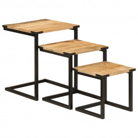 Nesting Coffee Table Natural wood and black Solid mango...