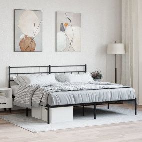Metal Bed Frame Black Powder-Coated Steel Super King