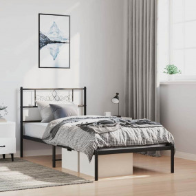 Bed Frame Black Steel Twin Durable Bed Frame Rectangula...