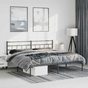 Metal Bed Frame Black Powder-Coated Steel Full Metal Be...