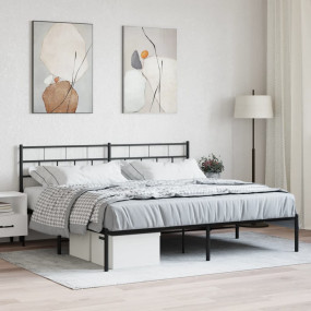 Metal Bed Frame Black Powder-Coated Steel 79x79 in Bed ...