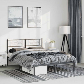 Bed Frame Black Steel Full Bed Frame Rectangular Tradit...