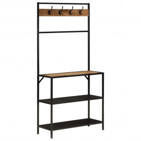 Coat Rack Mango wood with black iron frame Solid mango ...