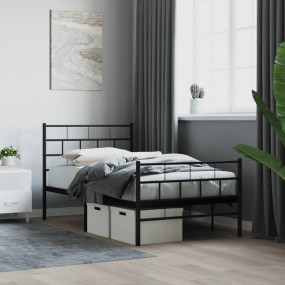 Metal Bed Frame Black Powder-Coated Steel Twin Metal Be...