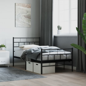 Metal Bed Frame Black Powder-Coated Steel Single Metal ...