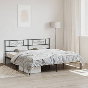 Bed Frame Black Powder-Coated Steel Super King Bed Fram...