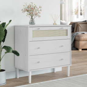 Drawer Cabinet White Solid pine wood 31.5 x 15.7 x 31.5...