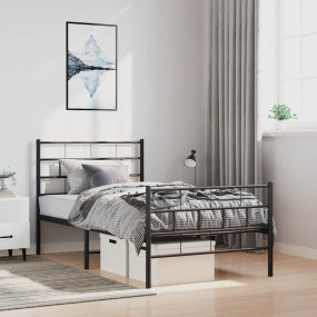Metal Bed Frame Black Steel Single Stylish Bedroom Furn...