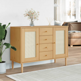 Sideboard Brown Solid pine wood, Engineered wood, Poly ...